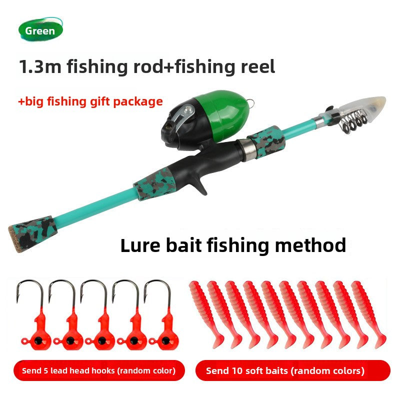 Kids Fishing Rod Set Beginner Compact Carbon Fiber