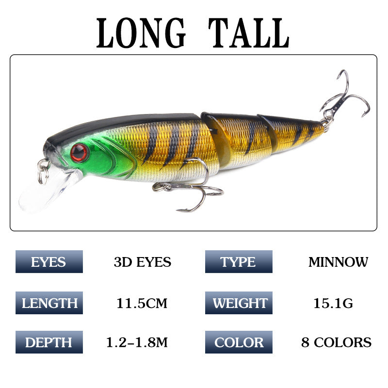 8 piece three-Segmented Fishing Lure Jointed Swim-bait
