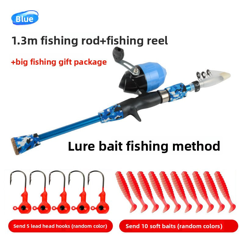 Kids Fishing Rod Set Beginner Compact Carbon Fiber