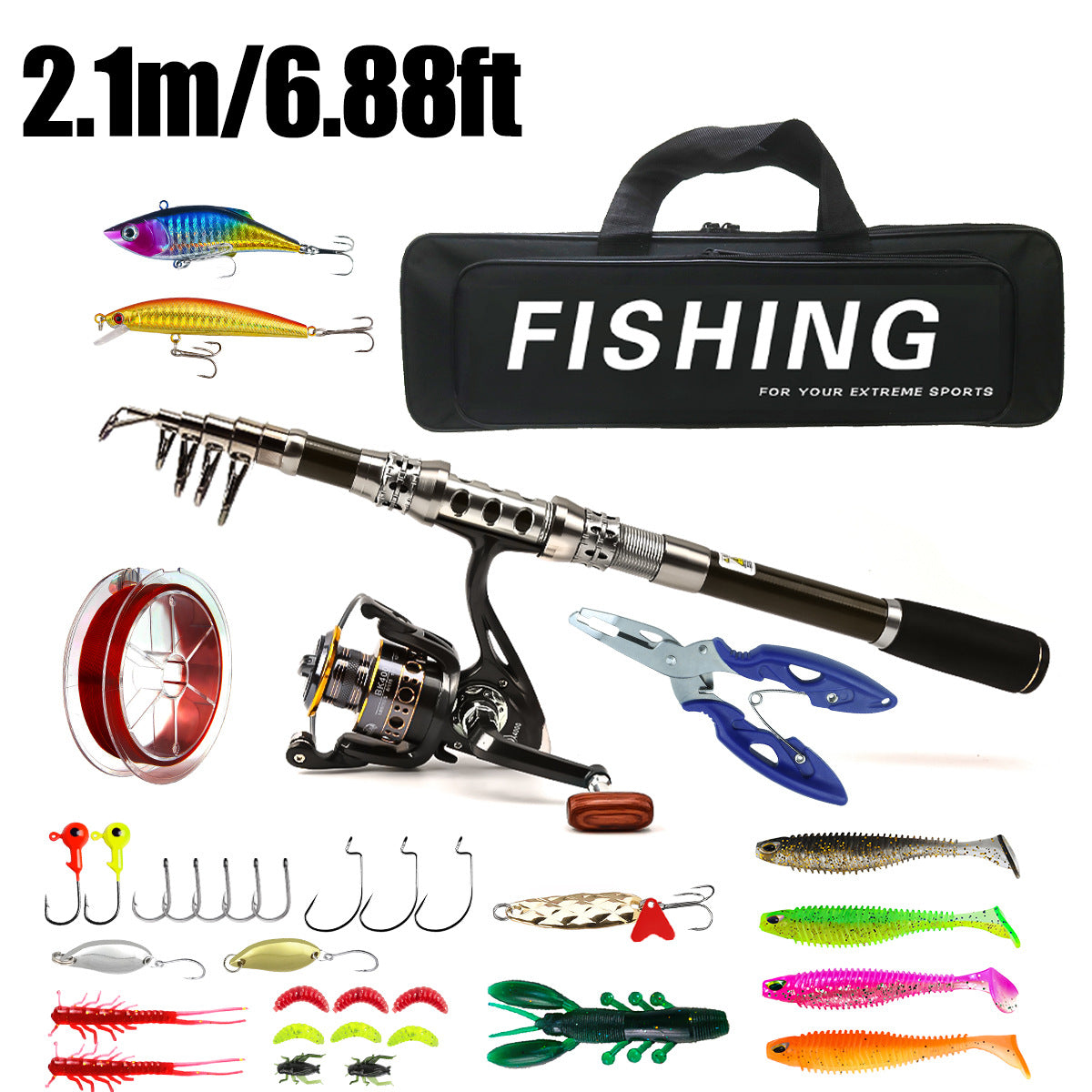 Carbon Fiber Telescopic Collapsible Extendable Fishing Rod for Saltwater and Freshwater,