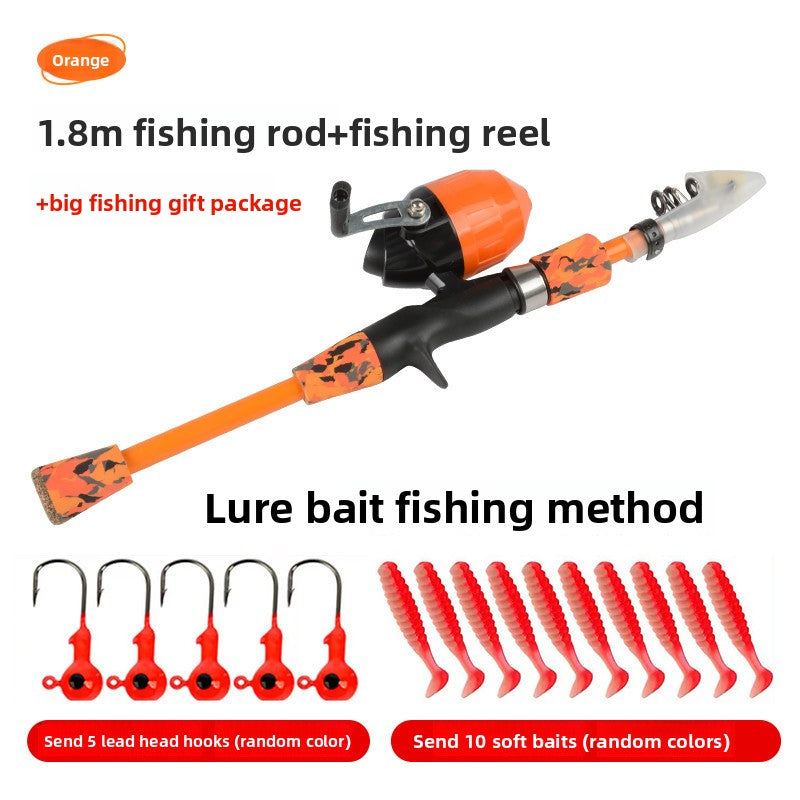 Kids Fishing Rod Set Beginner Compact Carbon Fiber