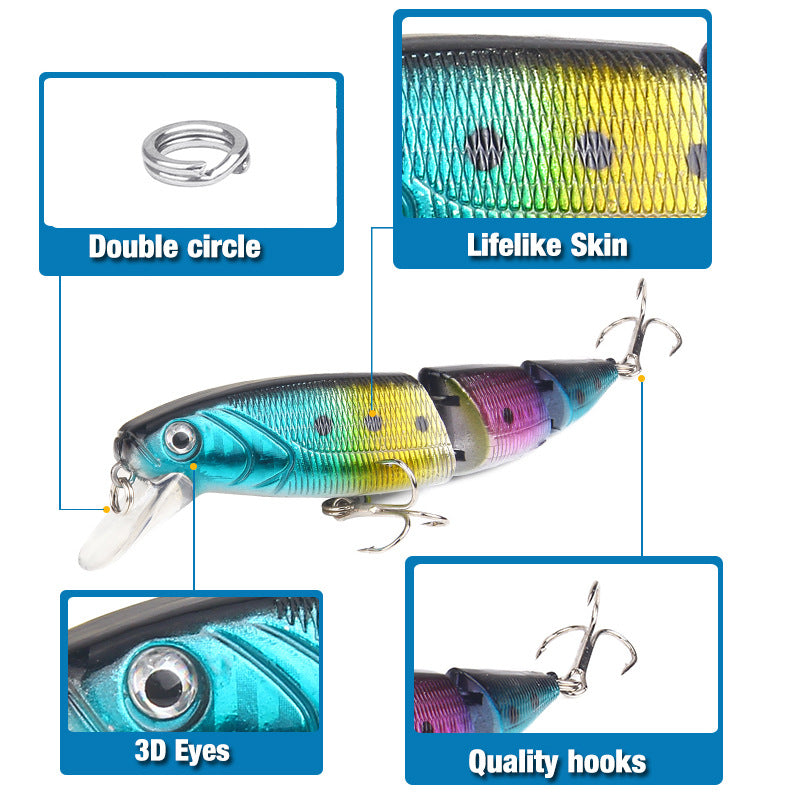 8 piece three-Segmented Fishing Lure Jointed Swim-bait