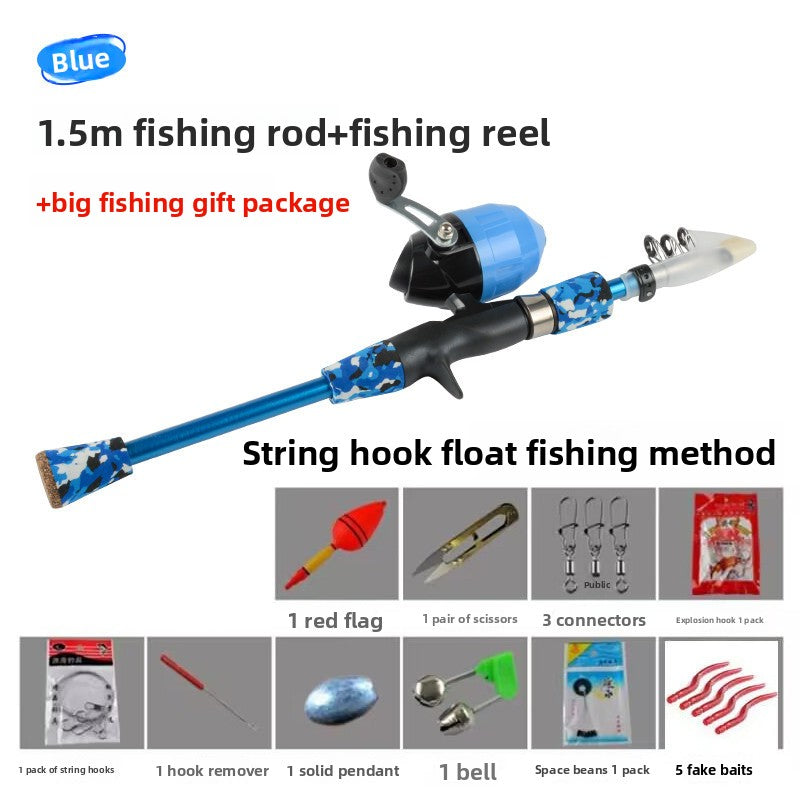 Kids Fishing Rod Set Beginner Compact Carbon Fiber