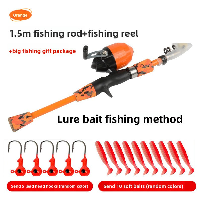Kids Fishing Rod Set Beginner Compact Carbon Fiber