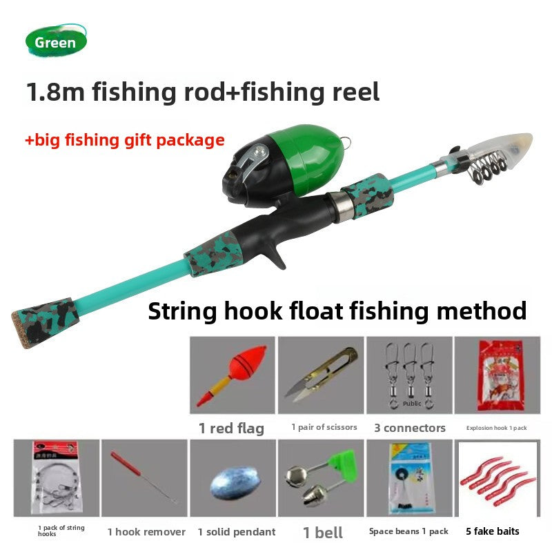 Kids Fishing Rod Set Beginner Compact Carbon Fiber